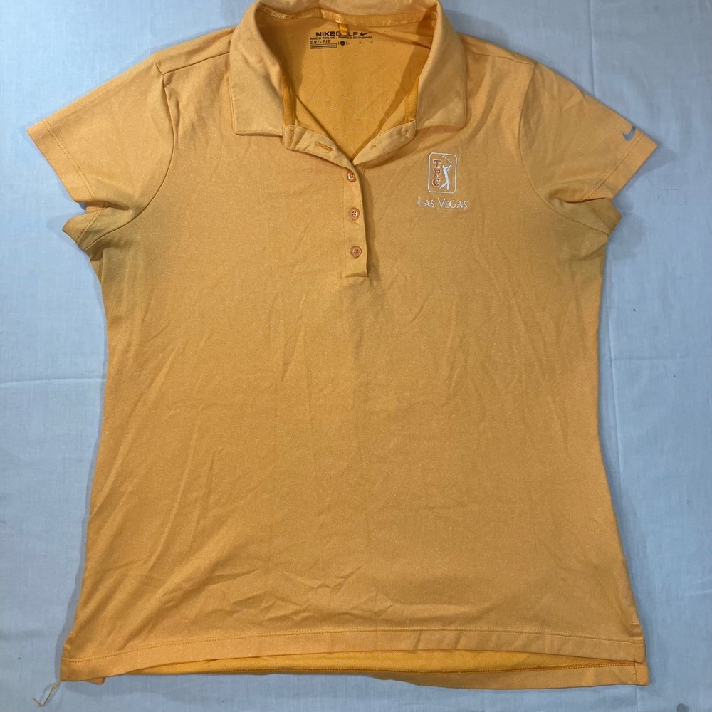 Nike Golf Dri-FIT Women Large Orange TPC Las Vegas Polo Shirt Short Sleeve L